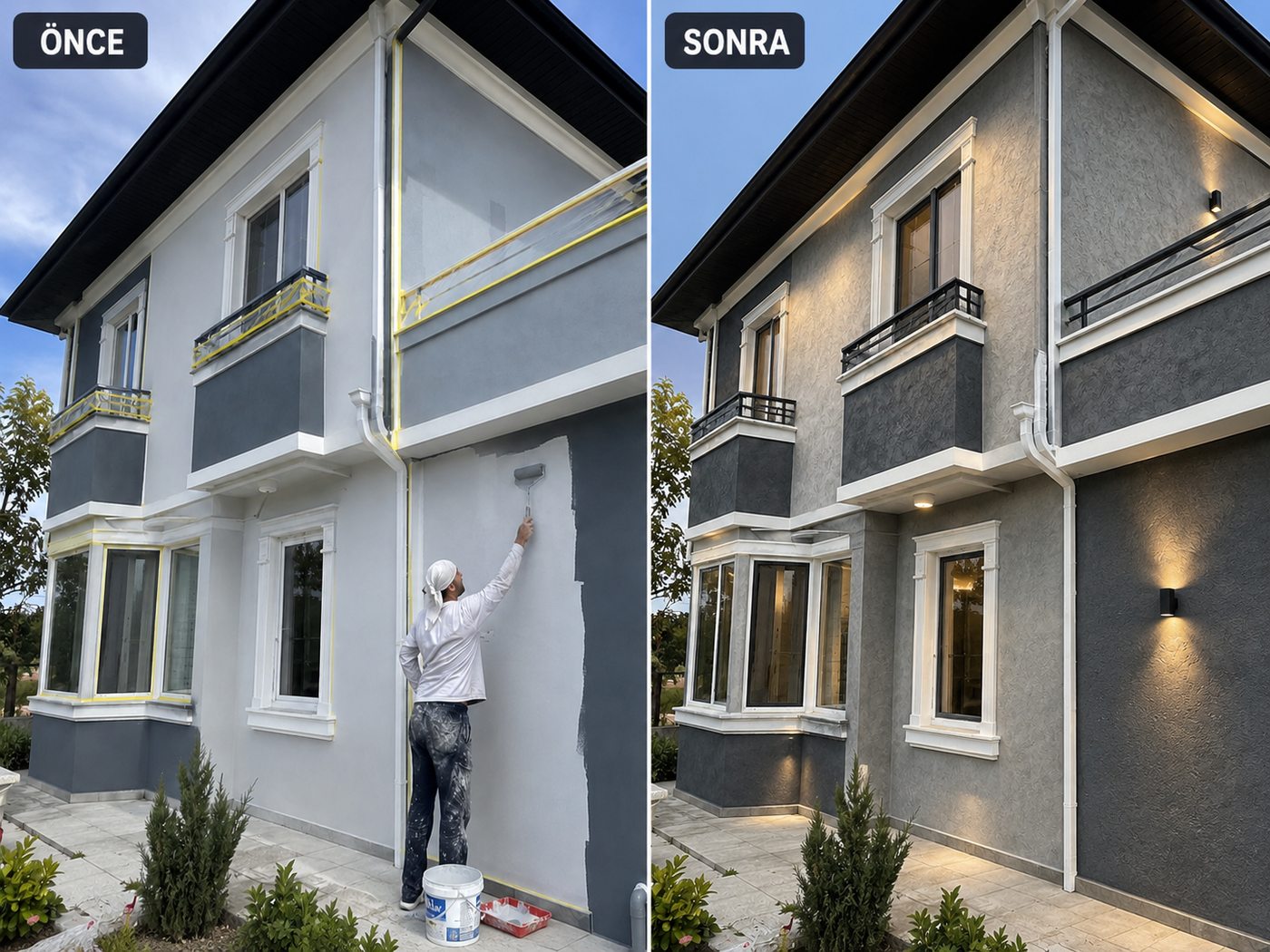 Gümüşpala dış cephe boya öncesi ve sonrası