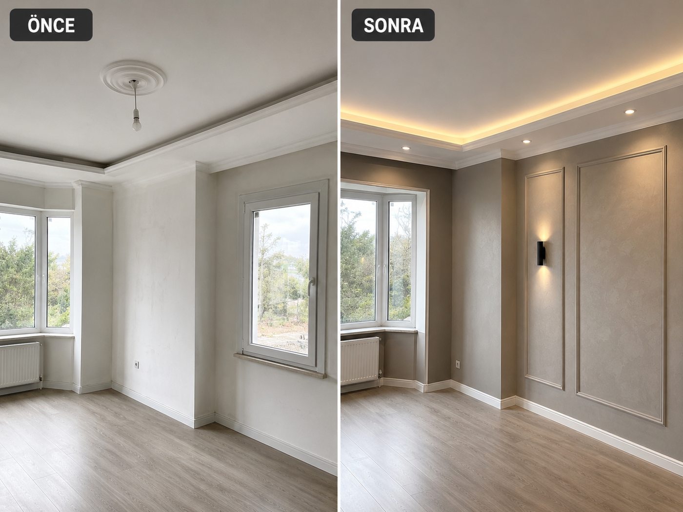 Gümüşpala iç cephe boya öncesi ve sonrası